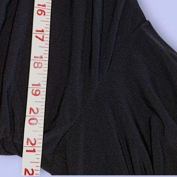 Eloquii Black Maxi Dress 3/4 Sleeve‎ Ruched Stretch Jersey Scoop Bodycon Sz 20 - Picture 10 of 11